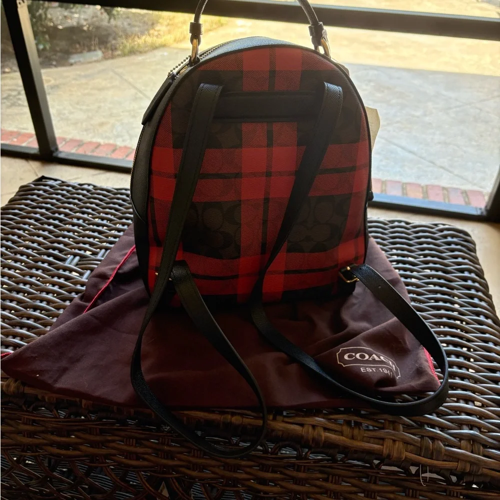 Coach Jordyn Backpack in Signature Canvas with Field Plaid Print